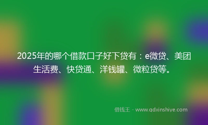 2025年的哪个借款口子好下贷有：e微贷、美团生活费、快贷通、洋钱罐、微粒贷等。