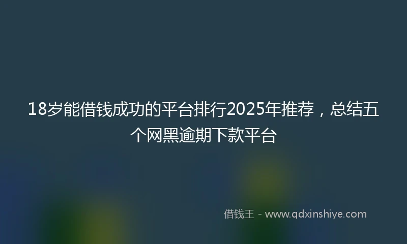18岁能借钱成功的平台排行2025年推荐，总结五个网黑逾期下款平台