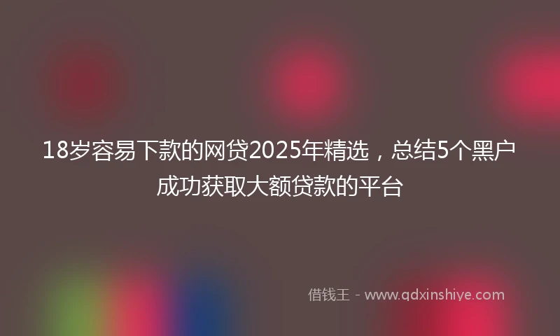 18岁容易下款的网贷2025年精选，总结5个黑户成功获取大额贷款的平台