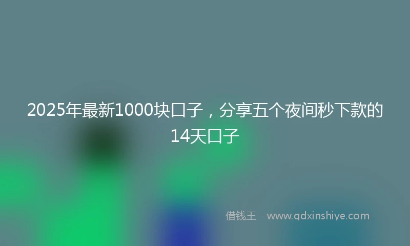 2025年最新1000块口子，分享五个夜间秒下款的14天口子