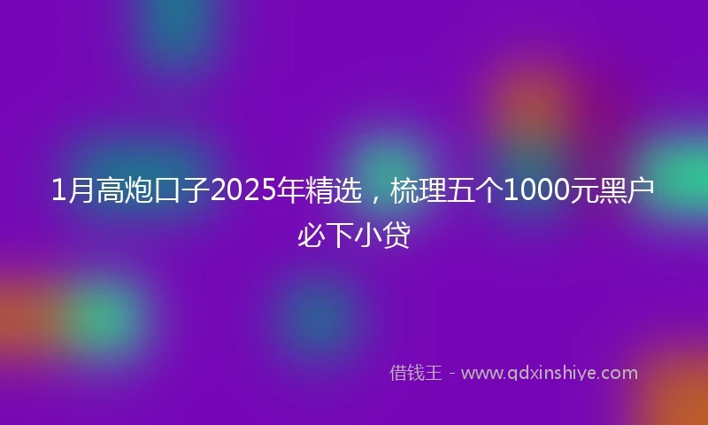 1月高炮口子2025年精选，梳理五个1000元黑户必下小贷