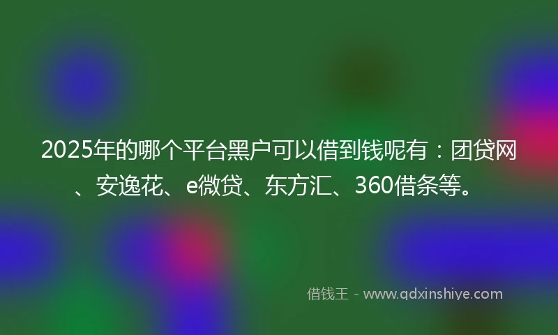 2025年的哪个平台黑户可以借到钱呢有：团贷网、安逸花、e微贷、东方汇、360借条等。