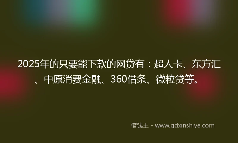 2025年的只要能下款的网贷有：超人卡、东方汇、中原消费金融、360借条、微粒贷等。