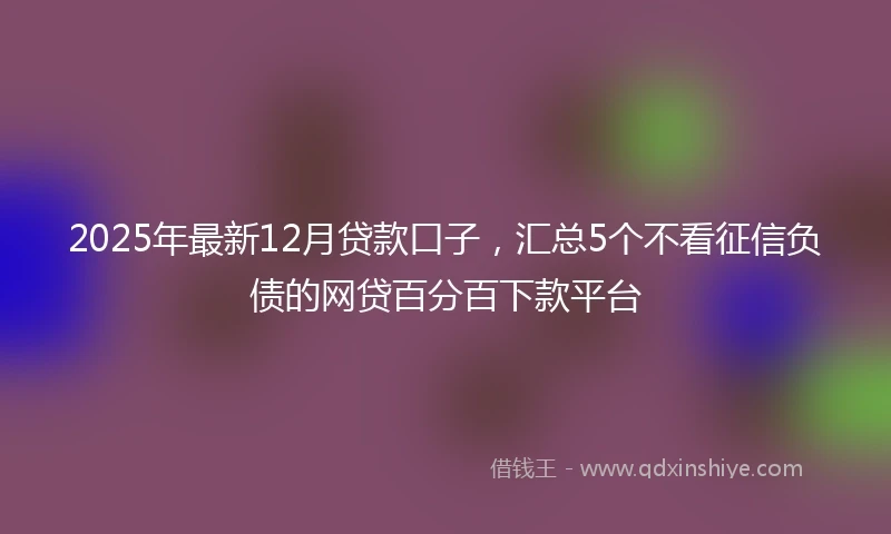 2025年最新12月贷款口子，汇总5个不看征信负债的网贷百分百下款平台