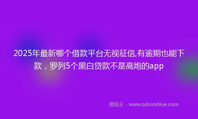 2025年最新哪个借款平台无视征信,有逾期也能下款，罗列5个黑白贷款不是高炮的app