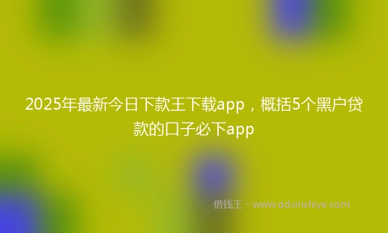 2025年最新今日下款王下载app，概括5个黑户贷款的口子必下app