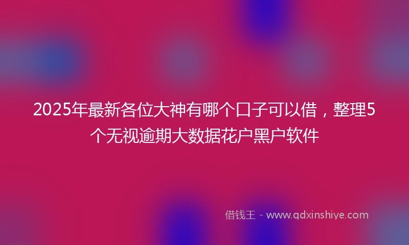 2025年最新各位大神有哪个口子可以借，整理5个无视逾期大数据花户黑户软件