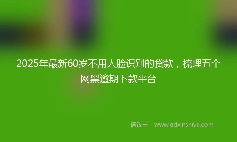 2025年最新60岁不用人脸识别的贷款，梳理五个网黑逾期下款平台