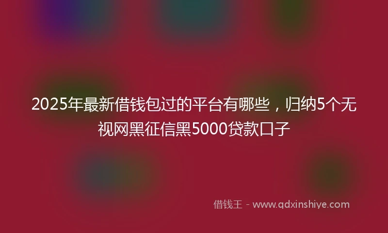 2025年最新借钱包过的平台有哪些，归纳5个无视网黑征信黑5000贷款口子
