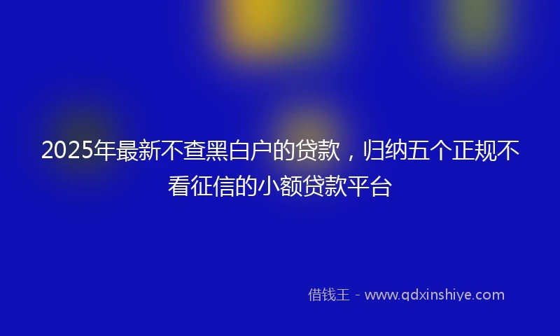 2025年最新不查黑白户的贷款，归纳五个正规不看征信的小额贷款平台