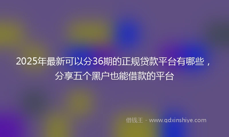 2025年最新可以分36期的正规贷款平台有哪些，分享五个黑户也能借款的平台