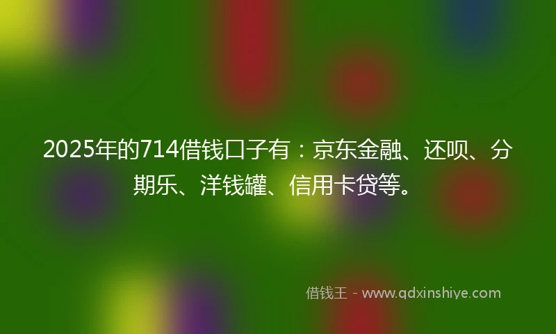 2025年的714借钱口子有：京东金融、还呗、分期乐、洋钱罐、信用卡贷等。