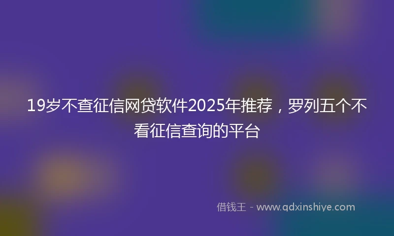 19岁不查征信网贷软件2025年推荐，罗列五个不看征信查询的平台