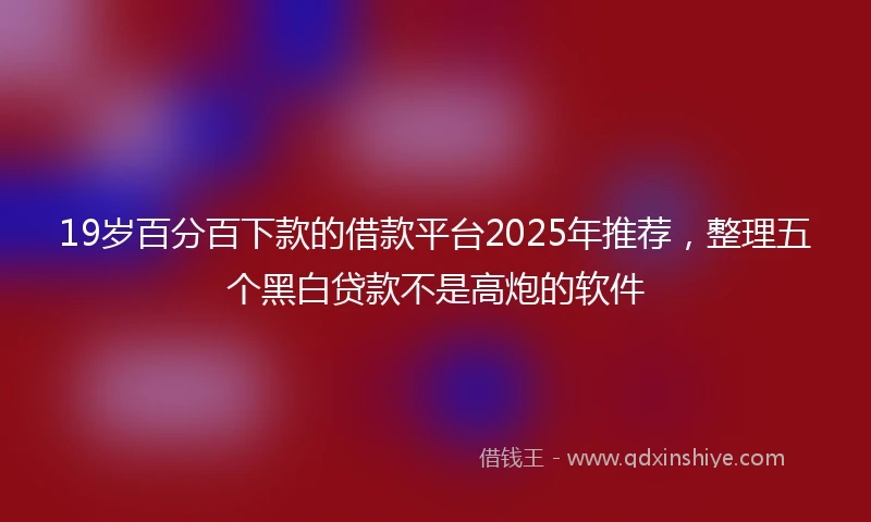 19岁百分百下款的借款平台2025年推荐，整理五个黑白贷款不是高炮的软件