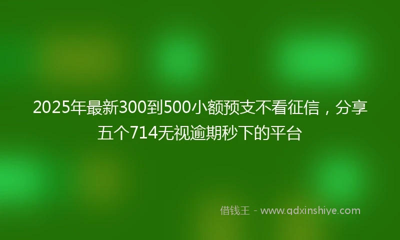 2025年最新300到500小额预支不看征信，分享五个714无视逾期秒下的平台