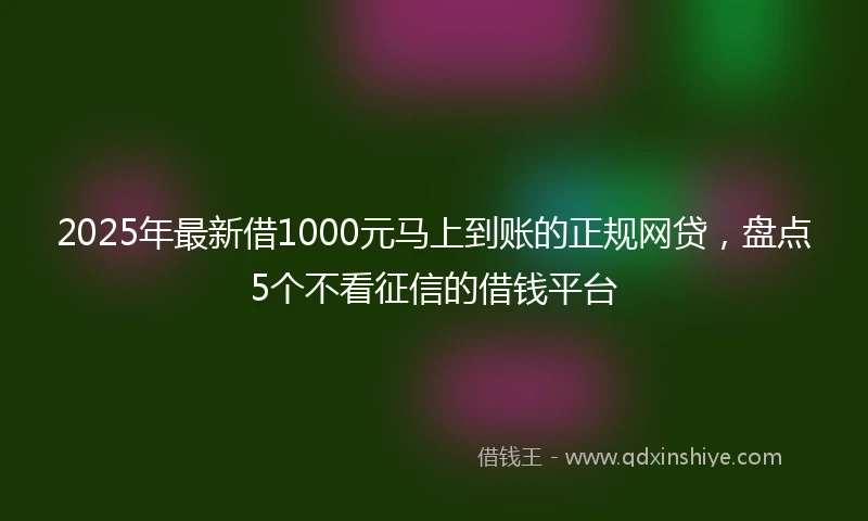 2025年最新借1000元马上到账的正规网贷，盘点5个不看征信的借钱平台