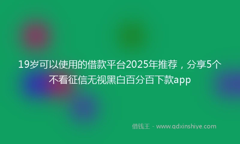 19岁可以使用的借款平台2025年推荐，分享5个不看征信无视黑白百分百下款app