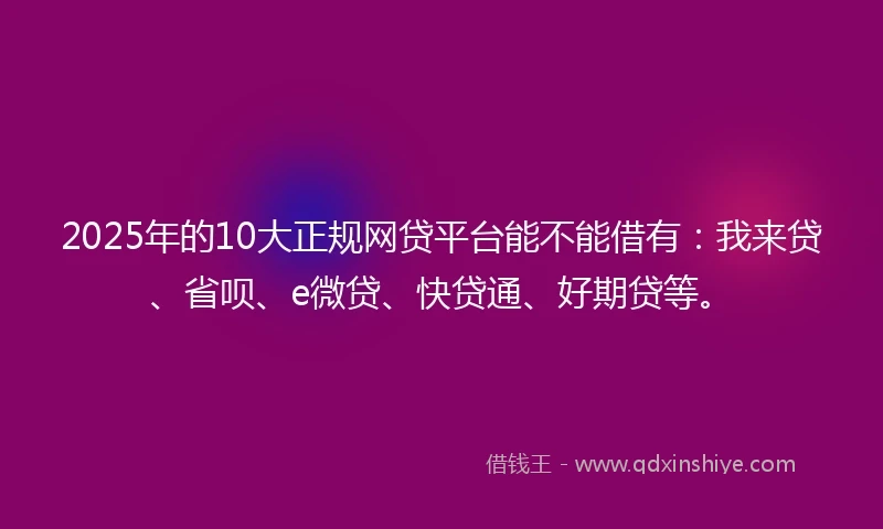 2025年的10大正规网贷平台能不能借有：我来贷、省呗、e微贷、快贷通、好期贷等。