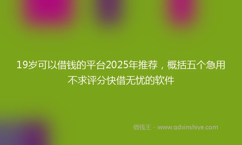 19岁可以借钱的平台2025年推荐，概括五个急用不求评分快借无忧的软件