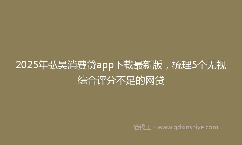 2025年弘昊消费贷app下载最新版，梳理5个无视综合评分不足的网贷