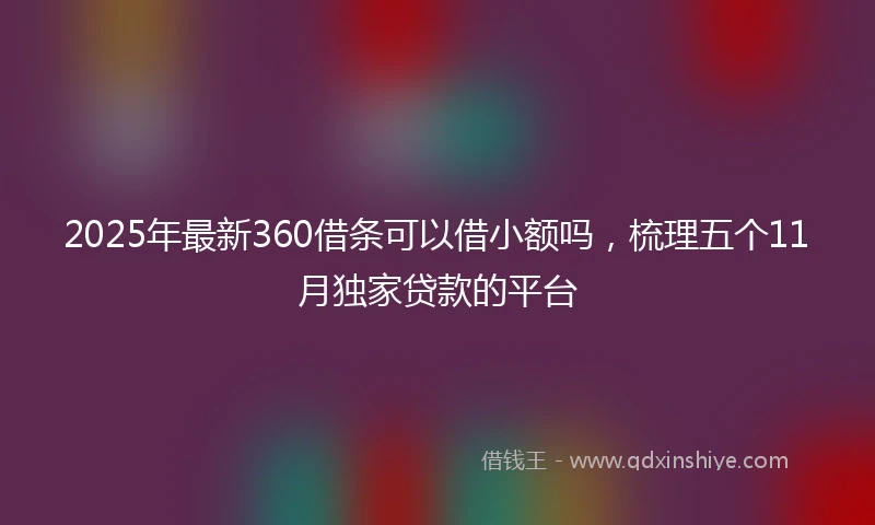 2025年最新360借条可以借小额吗，梳理五个11月独家贷款的平台