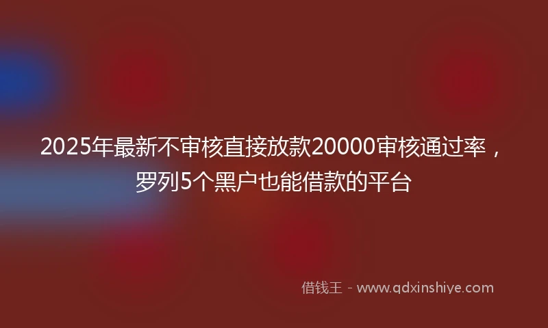 2025年最新不审核直接放款20000审核通过率，罗列5个黑户也能借款的平台