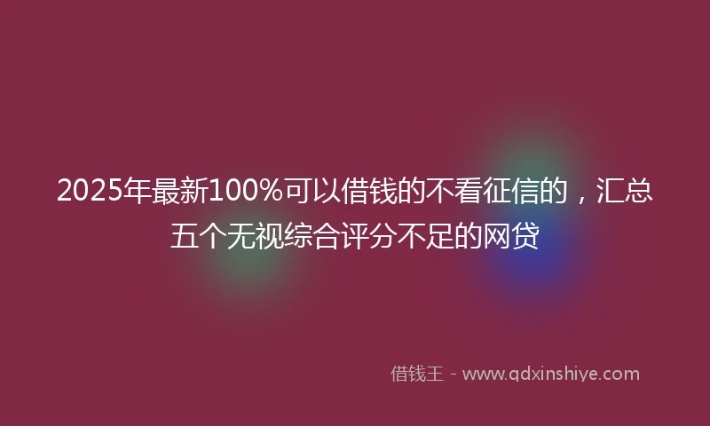 2025年最新100%可以借钱的不看征信的，汇总五个无视综合评分不足的网贷