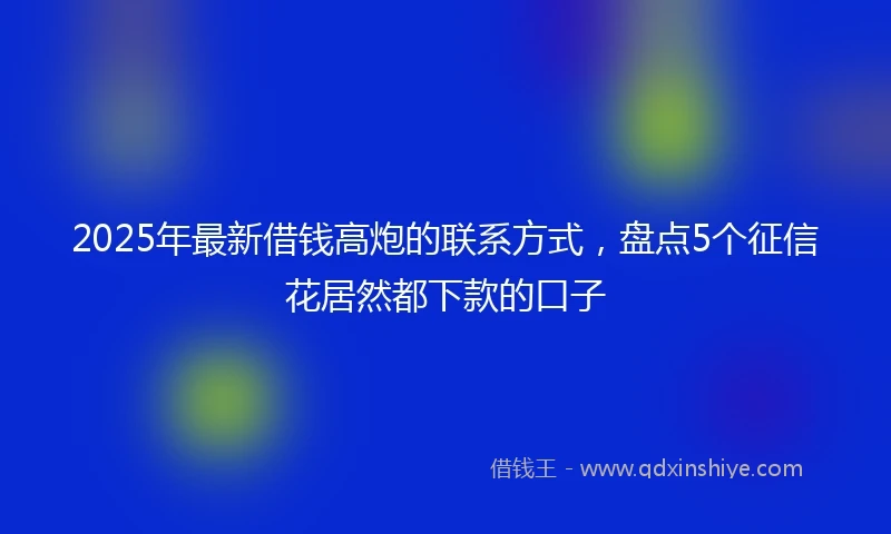 2025年最新借钱高炮的联系方式，盘点5个征信花居然都下款的口子