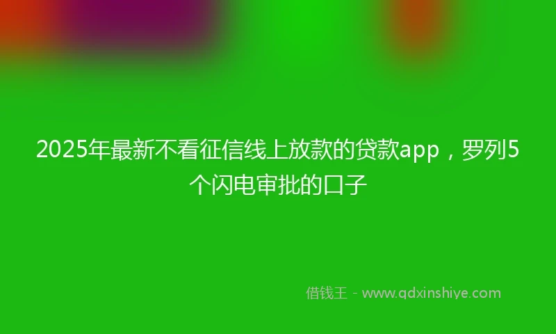 2025年最新不看征信线上放款的贷款app，罗列5个闪电审批的口子