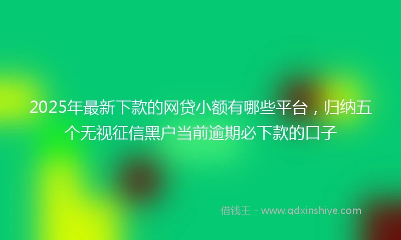 2025年最新下款的网贷小额有哪些平台，归纳五个无视征信黑户当前逾期必下款的口子