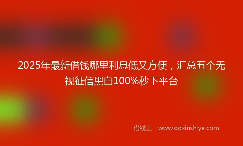 2025年最新借钱哪里利息低又方便，汇总五个无视征信黑白100%秒下平台