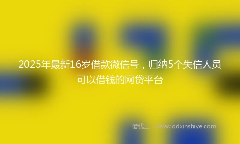 2025年最新16岁借款微信号，归纳5个失信人员可以借钱的网贷平台