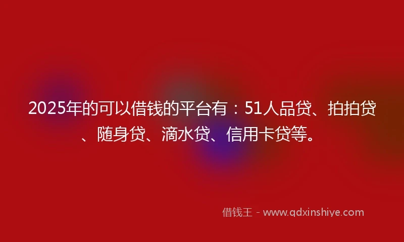 2025年的可以借钱的平台有：51人品贷、拍拍贷、随身贷、滴水贷、信用卡贷等。