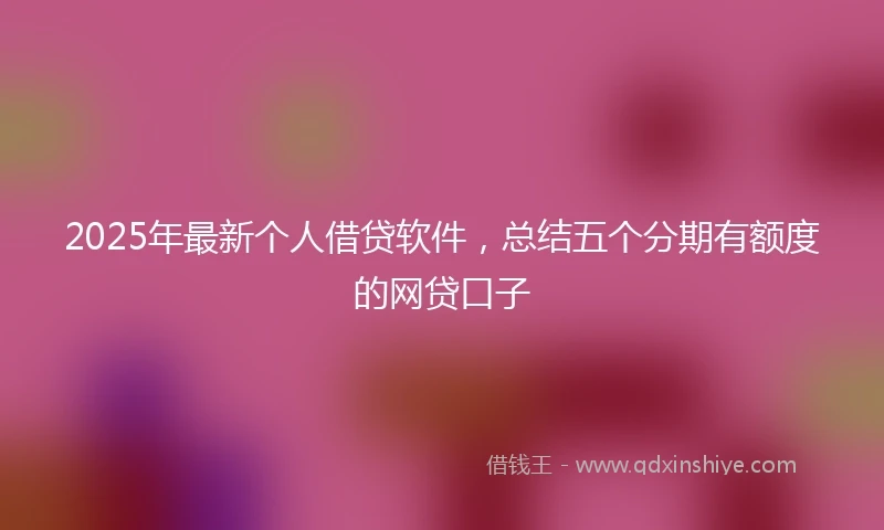 2025年最新个人借贷软件，总结五个分期有额度的网贷口子