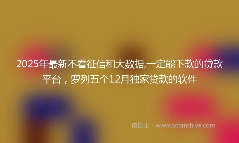 2025年最新不看征信和大数据,一定能下款的贷款平台，罗列五个12月独家贷款的软件