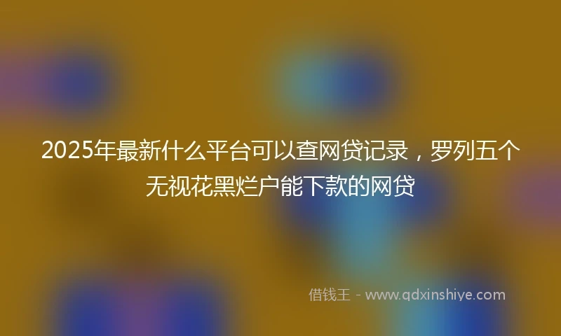 2025年最新什么平台可以查网贷记录，罗列五个无视花黑烂户能下款的网贷