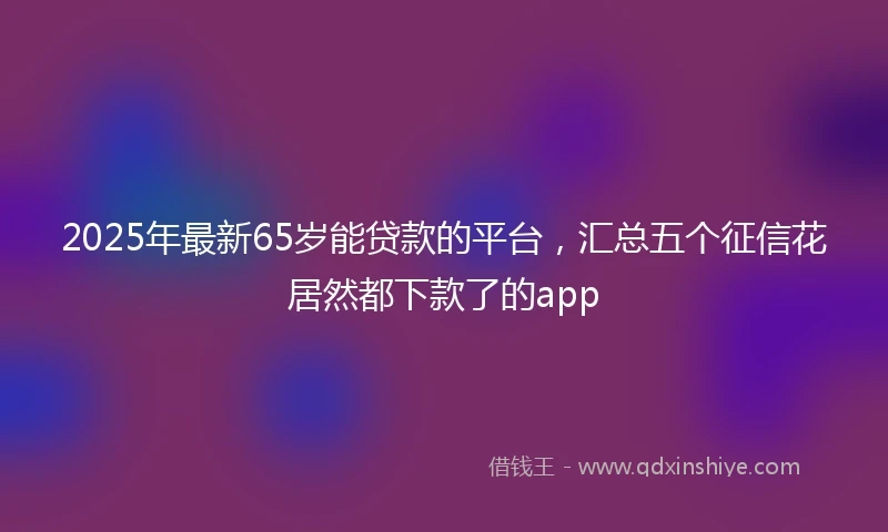 2025年最新65岁能贷款的平台，汇总五个征信花居然都下款了的app