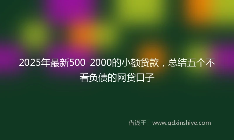 2025年最新500-2000的小额贷款，总结五个不看负债的网贷口子