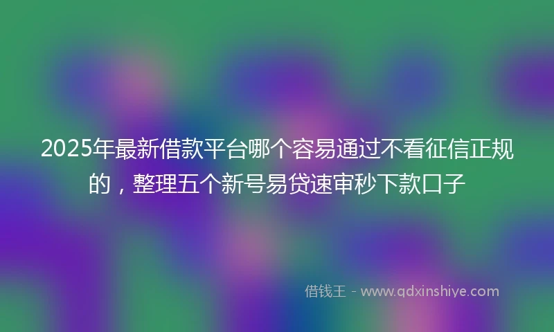 2025年最新借款平台哪个容易通过不看征信正规的，整理五个新号易贷速审秒下款口子