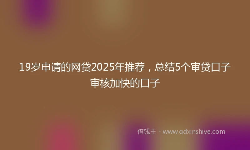 19岁申请的网贷2025年推荐，总结5个审贷口子审核加快的口子