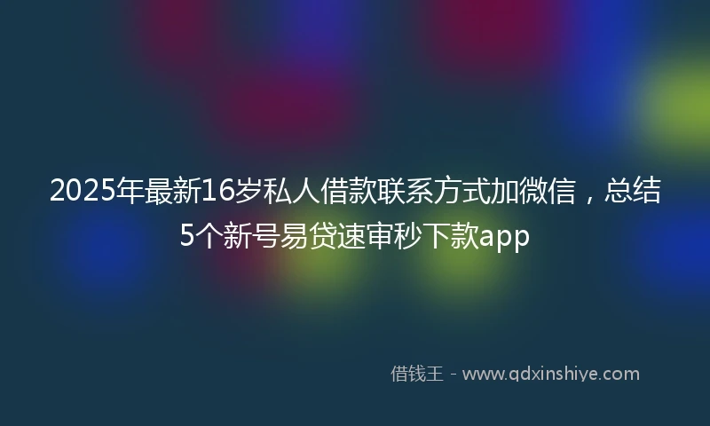 2025年最新16岁私人借款联系方式加微信，总结5个新号易贷速审秒下款app