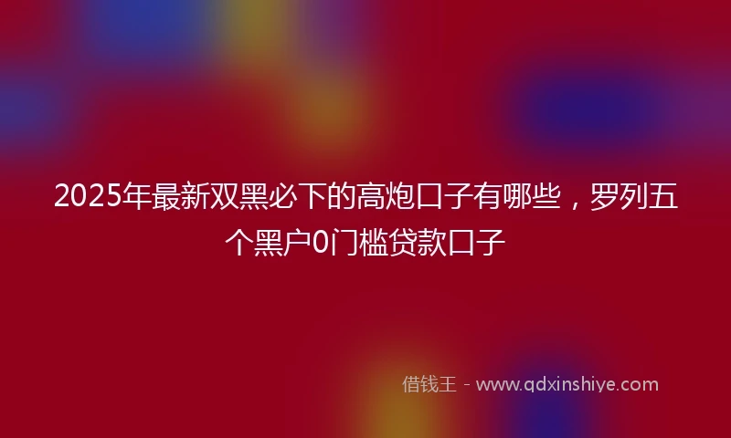 2025年最新双黑必下的高炮口子有哪些，罗列五个黑户0门槛贷款口子