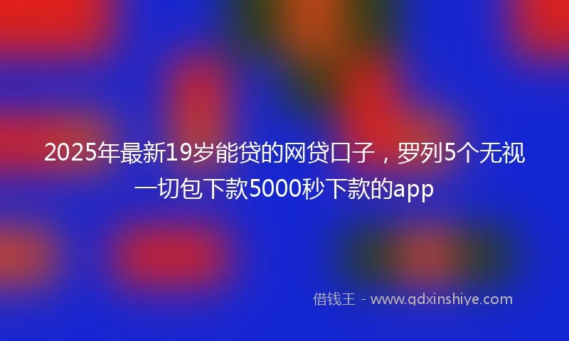 2025年最新19岁能贷的网贷口子，罗列5个无视一切包下款5000秒下款的app
