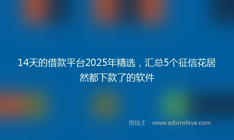 14天的借款平台2025年精选，汇总5个征信花居然都下款了的软件