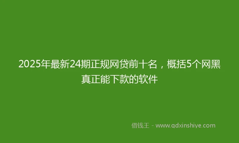 2025年最新24期正规网贷前十名，概括5个网黑真正能下款的软件
