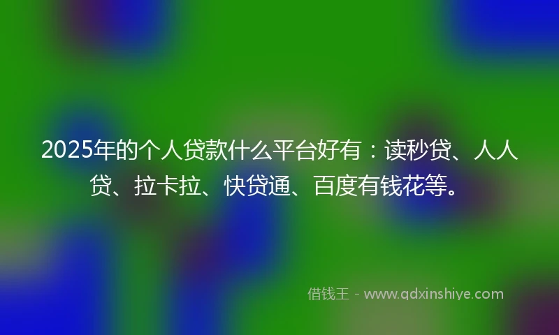 2025年的个人贷款什么平台好有：读秒贷、人人贷、拉卡拉、快贷通、百度有钱花等。