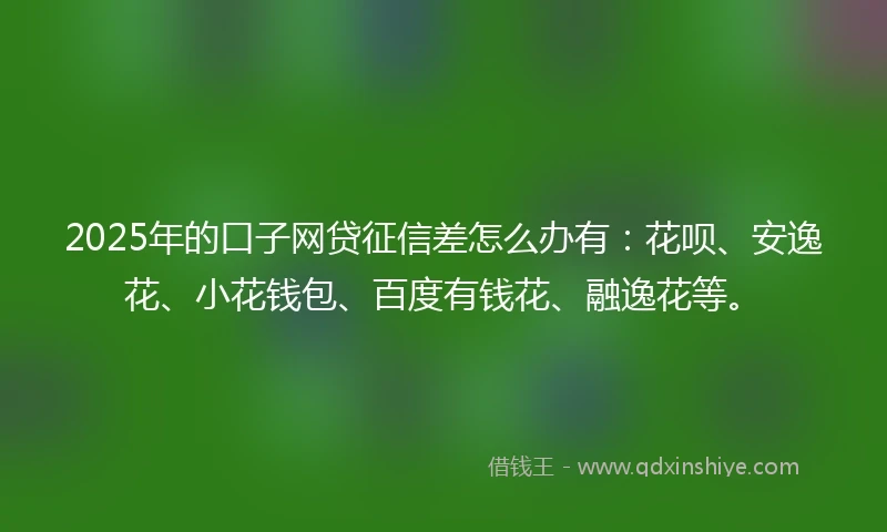 2025年的口子网贷征信差怎么办有：花呗、安逸花、小花钱包、百度有钱花、融逸花等。