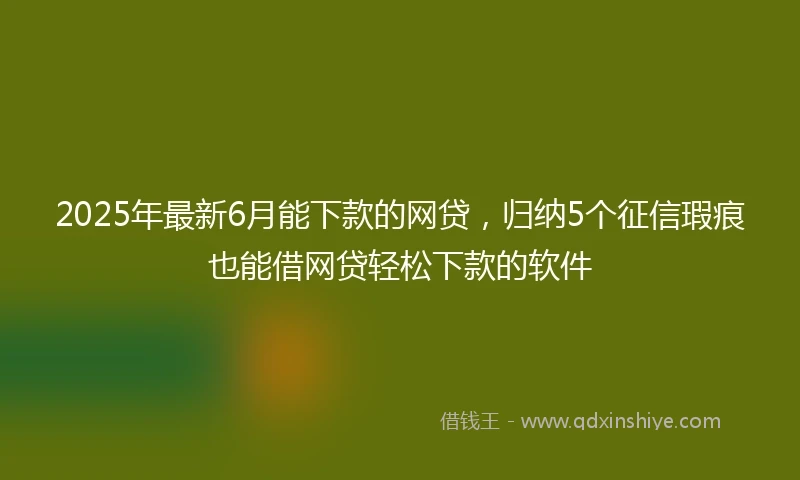 2025年最新6月能下款的网贷，归纳5个征信瑕疵也能借网贷轻松下款的软件