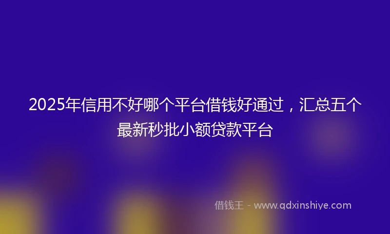 2025年信用不好哪个平台借钱好通过，汇总五个最新秒批小额贷款平台