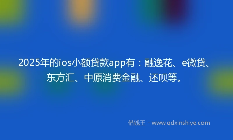 2025年的ios小额贷款app有：融逸花、e微贷、东方汇、中原消费金融、还呗等。